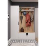 ASRA TREND V-01 Portmanto 150 cm – Modern Vestiyer, Sonoma & Beyaz,%100 MDFLAM, 5’li Askılık ve Çok Raflı Ayakkabılıklı Antre Dolabı