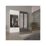 ASRA TREND V-02 Portmanto 180 cm – Boydan Aynalı Modern Vestiyer, Beyaz & Koyu Gri,%100 MDFLAM, Askılı ve Raflı Geniş Antre Dolabı