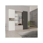 ASRA TREND V-05 Portmanto 210 cm – Minderli, Oturaklı Vestiyer, Beyaz & Koyu Gri,%100 MDFLAM, Kapaklı Askılık ve Ayakkabılıklı Antre Dolabı
