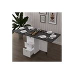 asratrend Asra Trend MDF Katlanır Mutfak Yemek Çalışma Masası, 3 Çekmeceli, Beyaz-Royal Mermer, KM-30