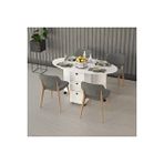 Asratrend Asra Trend MDF Oval Katlanır Mutfak Yemek Çalışma Masası, 3 Çekmeceli, Beyaz, KM-08