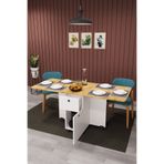 asratrend Lüks Katlanır Mutfak Yemek Masası %100 MDF Pratik Çekmeceli Çalışma Masası KM02