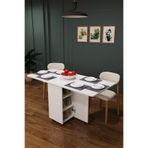 asratrend Lüks Katlanır Mutfak Yemek Masası %100 MDF Pratik Raflı Çalışma Masası KM12