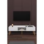 asratrend Modern TV Ünitesi %100 MDF Kapaklı Ahşap Ayaklı Televizyon Sehpası T28