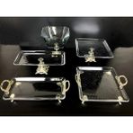 Assa Bazaar 5 Parça Gümüş Döküm Ayaklı Sunumluk Set | Pasta – Kurabiye – Tatlı – Servis Tabağı