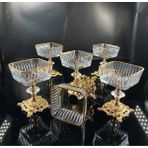 ASSA BAZAAR 6 Adet Metal Ayaklı Gold Detaylı Magnolia-kase-dondurmalık-şekerlik-sunumluk