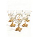 ASSA BAZAAR 6’lı Metal Ayaklı Gold Detaylı Magnolia Kase & Dondurmalık/Şekerlik Seti Altın