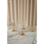 Assa Bazaar Gold 4 Parça Sunum Seti | Cam Kurabiyelik, Pasta Standı ve Servis Tabağı
