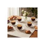 ASSA BAZAAR Lüks Desenli Cam Espresso/Kahve Fincanı Seti – 6’lı Beyaz