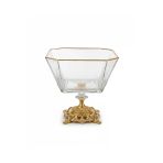 Assa Bazaar Paşabahçe Metal Ayaklı Gold Detaylı Cam Büyük Boy Salata & Sunum Kasesi 2,05L Vitrin
