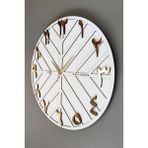 Asse Tasarım Arapça Rakam Long Line Dekoratif Duvar Saati Beyaz & Gold 50 x 50 cm Sessiz Mekanizma