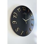 aSSe Tasarım Dekoratif Aynalı Plexiglass Türkçe Rakam Duvar Saati Sessiz Mekanizma 37x.37cm ( Siyah-Gold )