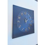 aSSe Tasarım Kare Çizgi Desenli Türkçe Rakam Siyah & Gold Dekoratif Siyah&gümüş 50x50cm Duvar Saati