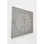 Asse Tasarım Özel Lüx Kare Çizgi Desenli Ayna Pleksi Dekoratif Antrasit & Gold Duvar Saati 50 x 50 cm