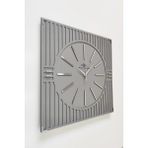 Asse Tasarım Özel Lüx Kare Çizgi Desenli Ayna Pleksi Dekoratif Antrasit & Gümüş Duvar Saati 50 x 50 cm