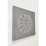 aSSe Tasarım Özel Lüx Kare Çizgi Desenli Ayna Pleksi Dekoratif Antrasit & Gümüş Duvar Saati 50x50cm