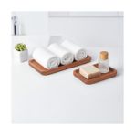Asseds Store 2'li Doğal Akasya Ahşap Dikdörtgen Servis Tabağı ve Çerezlik Seti – 12X9 cm ve 20X11 cm Kahve Yanı Sunumluk, Sushi ve Meze Tepsisi (Ikili Takım) - Kestane Akaju - Option-1