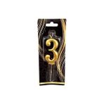 Asseds Store - 3 Yaş Altın Pasta Mumu - Option-1 - 001