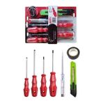 Asseds Store 7 Parça Tamir Seti 4'lü Tornavida Seti + Kontrol Kalemi + Bıçağı +Elektrik - Ahşap - Option-1