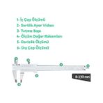 Asseds Store Analog Kumpas – 150 mm Karbon Çelik Gövde, 0.02 mm Hassasiyetli Ölçüm Aleti, Iç-Dış-Derinlik- Ölçüm Için Uygun Teknik Kaliper (Mekanik) - Option-1
