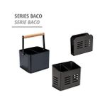Asseds Store Baco Çatal Bıçak Sepeti, Siyah Açık Hava Mutfak Sepeti, Çatal Bıçak Takımı Için Siyah Toz Kaplamalı Metalden Yapılmıştır, 16 x 13,5 x 9 cm - Option-1