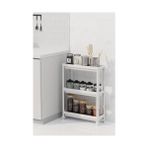 Asseds Store Life 3 Katlı Tekerlekli Slim Ince Beyaz Banyo Mutfak Rafı MIT1125 - 00 Beyaz - Option-1