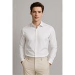 ASSENTE Erkek Beyaz %100 Pamuk Saten Non-ıron Ütü Istemeyen Casual Cepsiz Modern Fit Gömlek