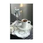 Assess Store 6 Adet Lüx Kare Paslanmaz Çelik Sunum Tepsini 21X21CM Kahve Servis Sunum Tepsisi & Tabağı (Gümüş) - Kestane Akaju - Option-1