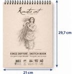 Assess Store A4 Eskiz Defteri, Ince Grenli, Kolay Silinebilir Ph Nötr Kağıt, Spiralli Book, 90 G/m², 40 Yaprak, Çizim ve Karakalem Için - Option-1
