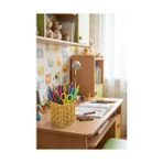Assess Store Buffer Kare Hasır Dokulu Plastik Kaşıklık ve Çatallık, Askılı Kendiliğinden Tutmalı Çok Amaçlı Mutfak Organizeri, 10X10X14 cm - -- - Option-1