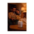 Assess Store LED Işıklı Mini Aroma Difüzör Beyaz USB Hava Nemlendirici Sessiz Çalışan Taşınabilir Nem Makinesi Masaüstü Oda Ofis Araç Için Uygun Otomatik Kapanma Özellikli