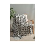 Assess Store TEKSTIL%100 Pamuk Çok Amaçlı Örtü, Koltuk Şalı ve Tv Battaniyesi, 130X170 Cm, Dekoratif Ev Tekstili (Siyah, Reflaction) - Ahşap