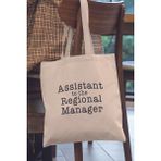 Assistant To The Regional Manager The Office Dwight Schrute Baskılı %100 Pamuklu Ham Bez Bej Çanta