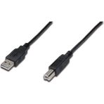 Assmann Digitus USB 2.0 Bağlantı Kablosu, USB A Erkek - USB B Erkek, 1 metre, AWG 28, UL, siyah renk