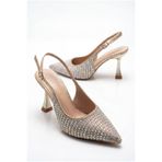 Assortie Glitz Taşlı Arkası Açık Kadeh Topuklu Ayakkabı Gece Ve Abiye Stiletto 9CM