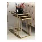 AssuCasa Brad 3'lü Metal Zigon C Sehpa Gold-Bronz