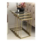 AssuCasa Brad 3'lü Metal Zigon C Sehpa Gold-Şeffaf