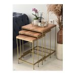 AssuCasa Brad Gold Metal Ceviz Kaplama Zigon Sehpa