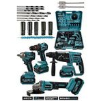 Assur 21V Darbeli Kömürsüz 4'Lü Set Taşlama & Somun Sıkma Sökme & Matkap Vidalama & Kırıcı Delici Hilti