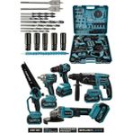 Assur 21V Darbeli Kömürsüz 5'Li Set Kırıcı Delici Hilti - Taşlama - Somun Sıkma Sökme - Testere - Matkap Vidalama