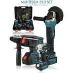 Assur 3'lü Set Torklu Vidalama Somun Sıkma 2-26 mm ve Şarjlı Taşlama 125 mm Şarjlı Matkap