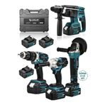 Assur 4'lü Set Şarjlı Delici Kırıcı Hilti 2-26 125Mm Taşlama 450Nm Somun Sökme 13Mm Darbeli Matkap 54656492