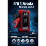 Assur 4'ü 1 Arada Dijital Göstergeli | Powerbank | LED Fener | Hava Kompresörü| Şarjlı Akü Takviye Cihazı - AküTakviye-Hava-Powerbank-Led