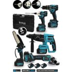 Assur Plus 21V Akülü 5'Li Set Kırıcı Delici Hilti Taşlama Somun Sıkma Akülü Vidalama Budama Testeresi