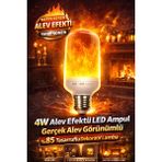 Astakos 4W Alev Efektli LED Ampul Gerçek Alev Görünümlü Dekoratif Yanıp Sönen Işık - Kırmızı