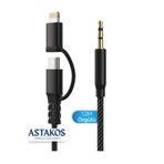 Astakos Type C 1.2 M 2-in-1 Usb-c & Lightning 3.5 Mm Aux Stereo Ses Kablosu Yüksek Kaliteli Çevirici Adaptör