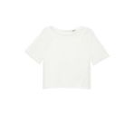 Astarlı Kısa Kollu Bisiklet Yaka Tül Crop Bluz