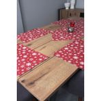 Astarli Supla & Pvc Runner 7 Parça Set Kırmızı Kar Desen - 40 x 140 cm