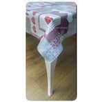 Astarlı yazılı bordo puntiyeli kalpli pvc muşamba masa örtüsü kaymaz Gri 120 x 160