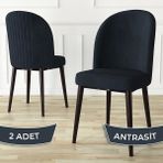 Aste Serisi 2 Adet Mutfak Sandalyesi Metal Kahve Iskeletli 1. Sınıf Babyface Kumaş - Antrasit - Baby Face